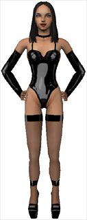 The Sims 2 female adult latex body with arm warmers and high heels black front Download