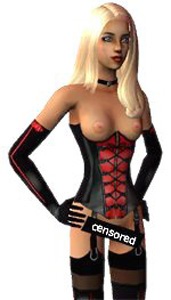 The Sims 2 female adult sm dominatrix red black open breast front Download