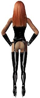The Sims 2 female adult latex netzcatsuit suspenders corset high heels back Download