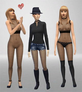 xSIMS Female Catsuit Fishnet 1 combinations