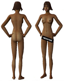 The Sims skin black shaved bikini Download