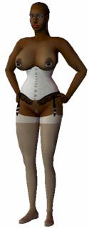 The Sims 2 - female adult victorian underbreast corset white with black corp body -front- Download