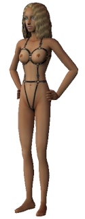 The Sims 2 - female adult blackack leather harness cup b -front- Download